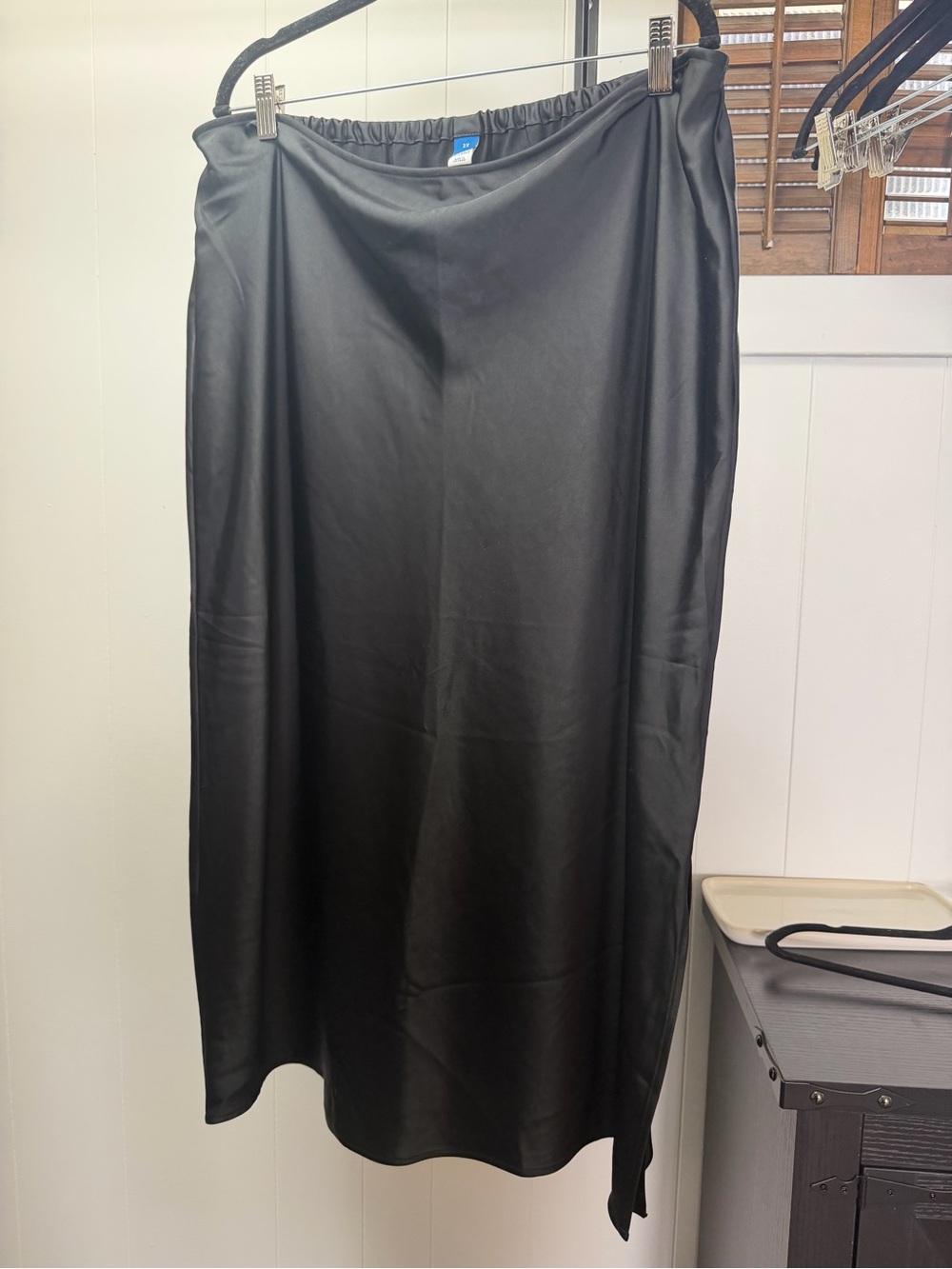 Old Navy Black Satin-Look Midi Skirt